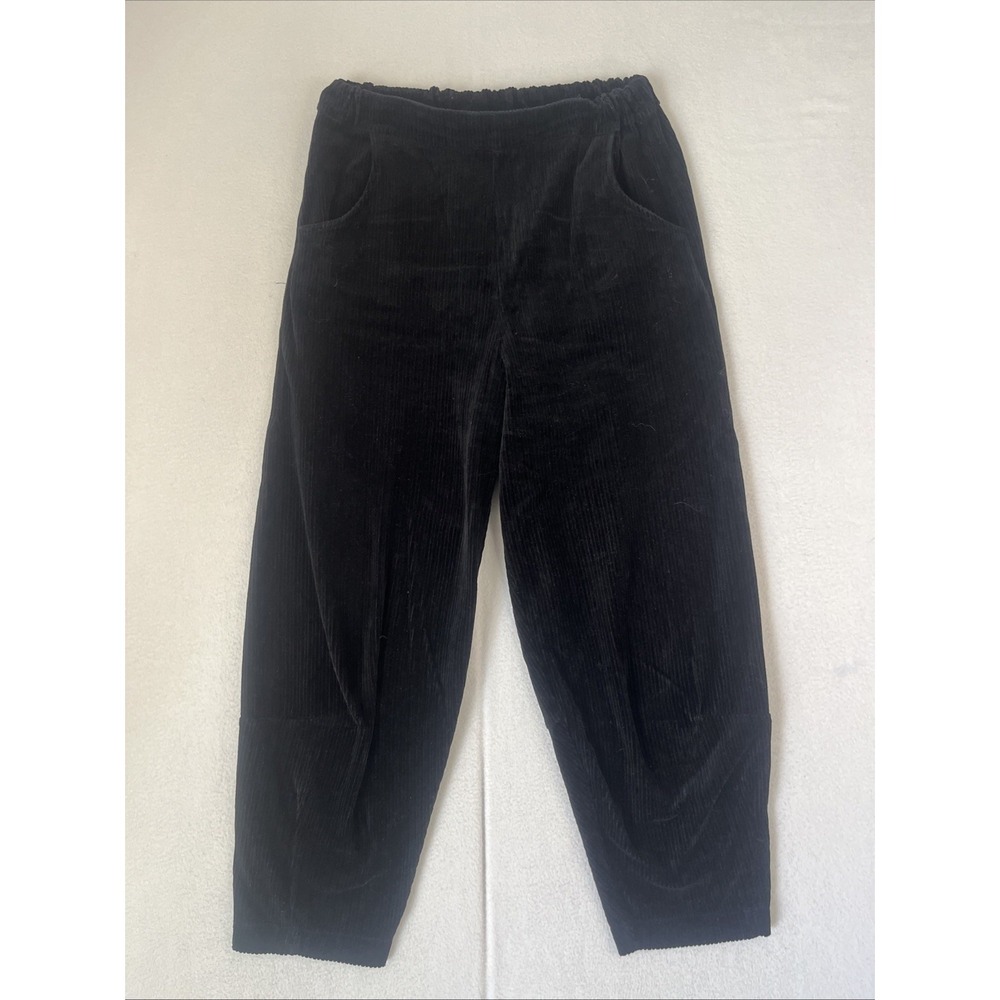 Mama B Pull On Baggy Crop Trouser Pants Womens Size Small Black Stretchy Italy